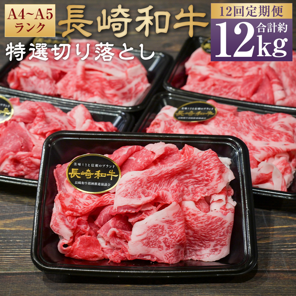 【ふるさと納税】【全12回定期便】A4~A5ランク 長崎和牛特選切り落とし 約1kg ( 200g×5パック ) | 肩ロース 和牛 牛肉 お肉 牛丼 すき焼き 焼肉 しゃぶしゃぶ 小分け 冷凍 国産 長崎県 長崎市 送料無料