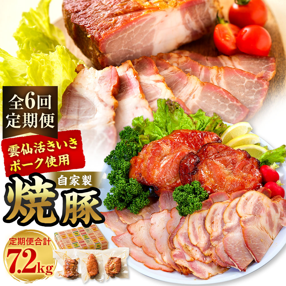 【ふるさと納税】【全6回定期便】自家製焼豚 計1.2kg（400g×3個） セット 計7.2kg チャーシュー 豚肉 お肉 タレ 醤油 生姜 ニンニク 惣菜 真空パック 冷蔵 長崎県産 国産 九州 長崎県 長崎市 送料無料