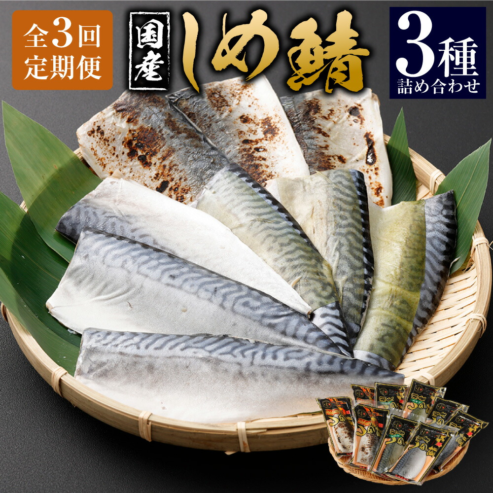 【ふるさと納税】【全3回定期便】旬の美味しさを感じる!しめさば3種詰め合わせ 各3パック（計9パック）1パック120g~140g しめさば  しめさば（あぶり） しめさば（昆布付） サバ 鯖 海産物 海鮮 冷凍 長崎県 長崎市 送料無料