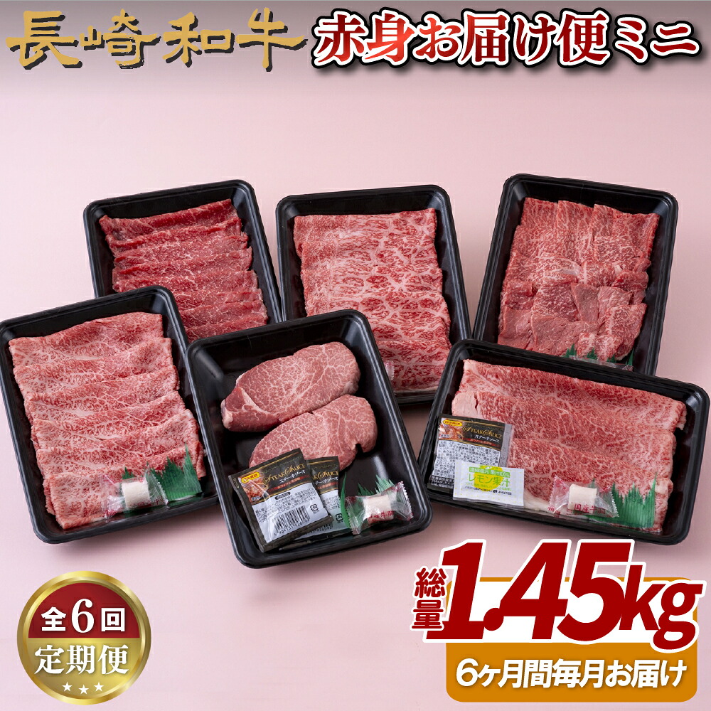 【ふるさと納税】《定期便》長崎和牛赤身お届け便ミニ(6回)