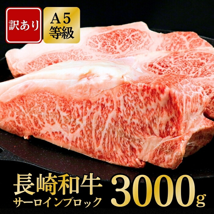 【ふるさと納税】[訳あり限定]長崎和牛A5ランクサーロインブロック 計3kg(約1kg×3)