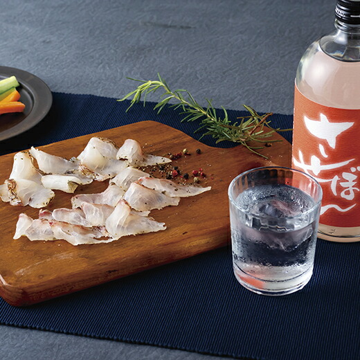 米焼酎と生ハム風仕立て鯛のスライス