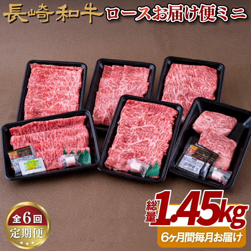 【ふるさと納税】《定期便》長崎和牛ロースお届け便ミニ(6回)