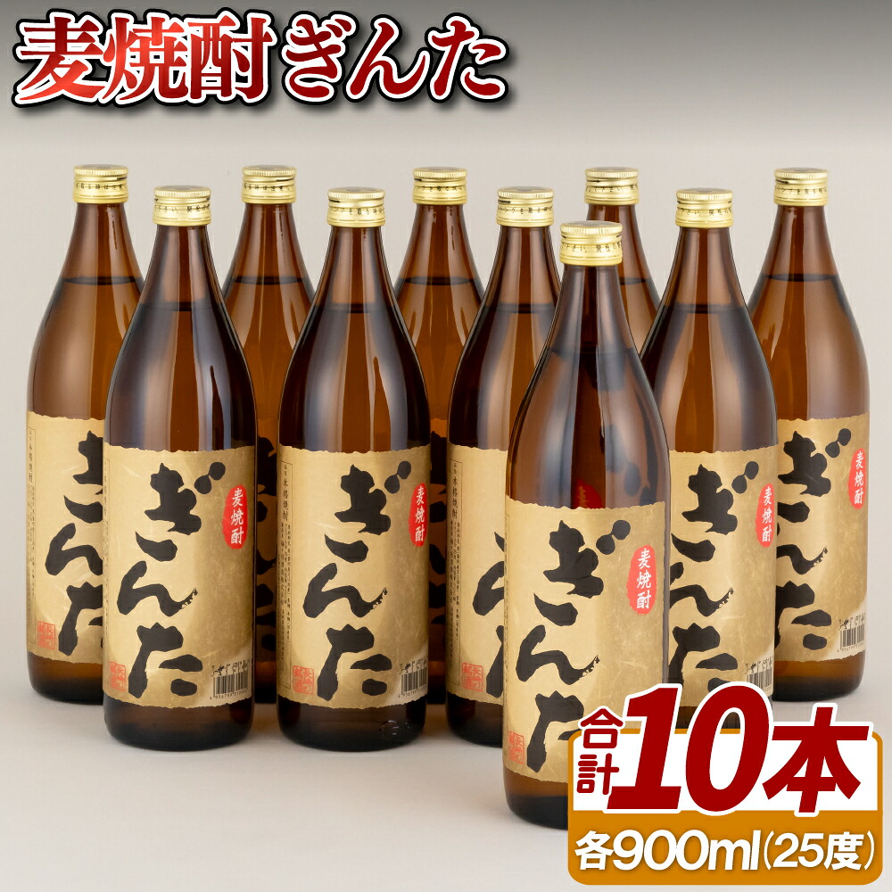 【ふるさと納税】25度麦焼酎ぎんた(900ml)10本セット｜長崎県佐世保市