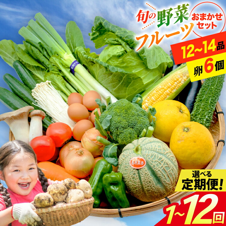 【ふるさと納税】旬の 野菜 フルーツ (12～14品目) 卵 6個 おまかせ セット 選べる お届け回数 [ 野菜 定期便 3回 6回 12回 野菜セット 果物 くだもの たまご 鶏卵 詰め合わせ フードショップ江戸屋 長崎県 島原市 422037022]