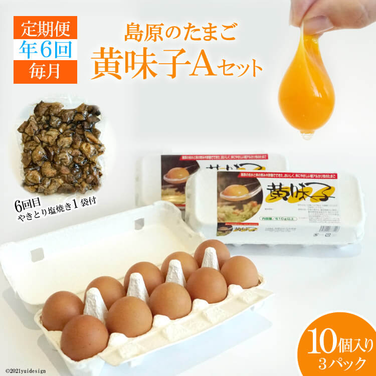 ふるさと納税 卵 鶏卵 定期便 島原のたまご 黄味子ａセット 年6回お届け 長崎県島原市雲仙普賢岳のふもとで 70年以上の研究の末に生まれた自信作