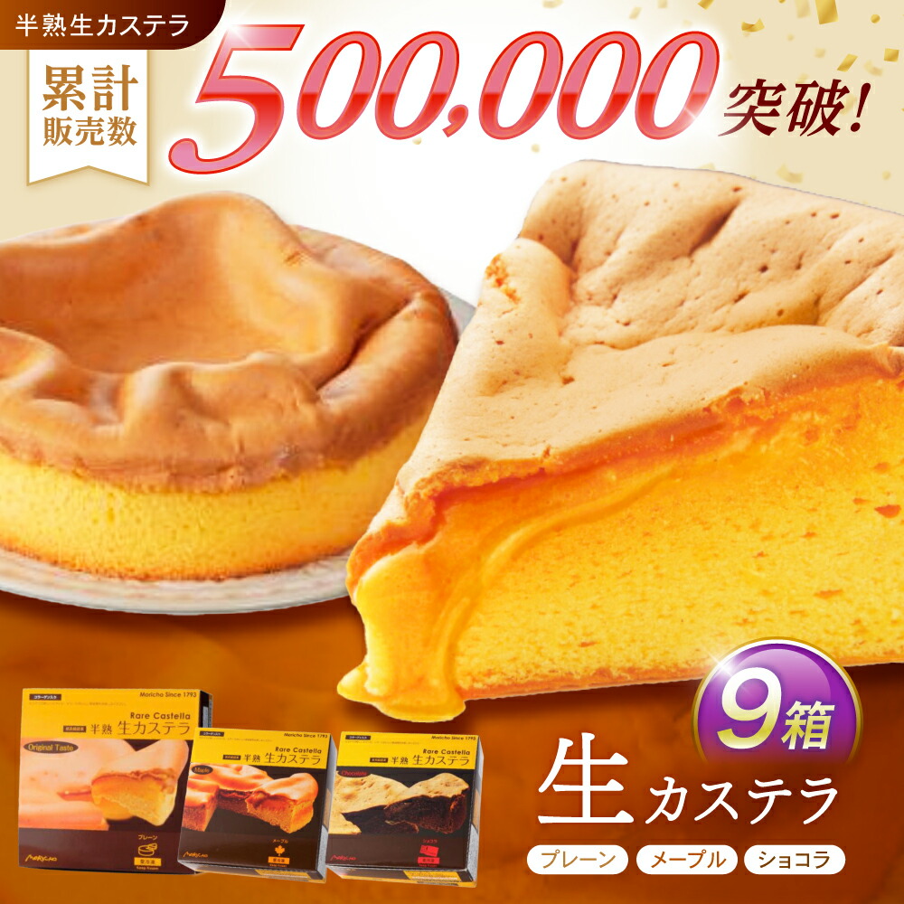 【ふるさと納税】【お中元対応可】半熟生カステラ3個(プレーン・メープル・ショコラ)&times;3セット / カステラ かすてら 卵 人気 長崎 / 諫早市 / 株式会社菓秀苑森長 [AHAG008]｜長崎県諫早市