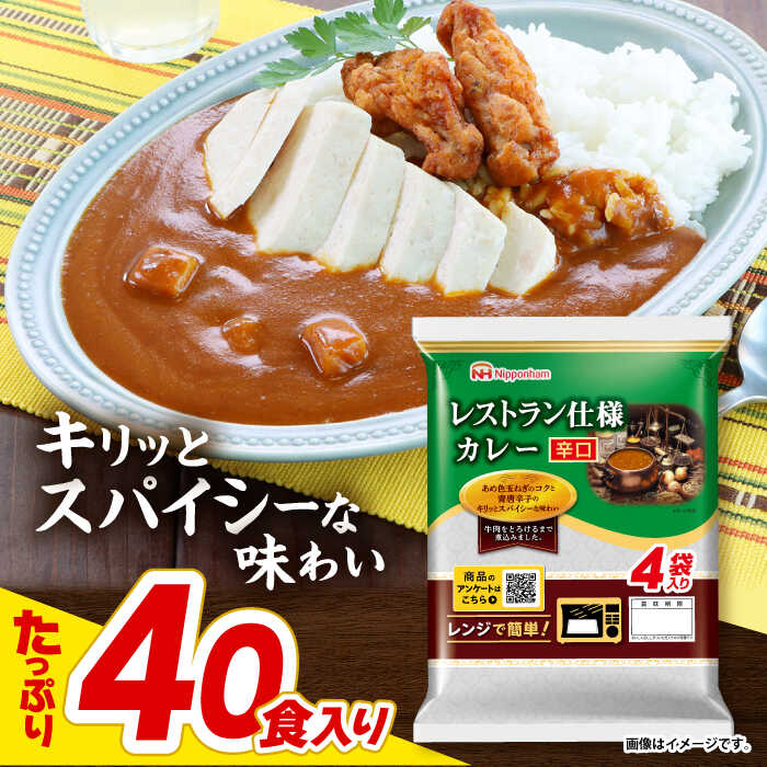 【ふるさと納税】【小分け】日本ハム レストラン仕様カレー辛口10パックセット(1パック4袋入り)計40食分/ カレー かれー レトルト 牛肉 小分け れとると　牛肉　簡単調理 煮込み　本格　香味野菜　やさい/ 諫早市 /日本ハムマーケティング株式会社  [AHAL002]