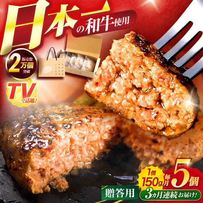 【ふるさと納税】【3回定期便】ながさきふわとろハンバーグ 150g&times;5個入 【贈答用】 / ハンバーグ はんばーぐ 肉 牛肉 豚肉 おかず 惣菜 定期便 / 諫早市 / ワールド・ミート有限会社[AHBG002]｜長崎県諫早市