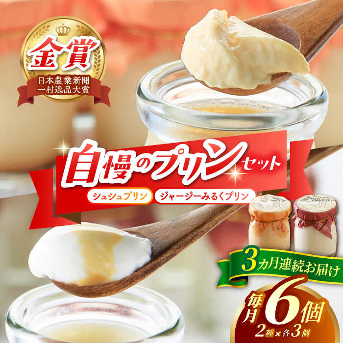 【ふるさと納税】【3回定期便】シュシュプリンとジャージーみるくプリンセット 6個/月（計18個）/ プリン スイーツ ミルク ジャージ?牛乳 / 大村市 / おおむら夢ファームシュシュ[ACAA312]｜長崎県大村市 23,040円