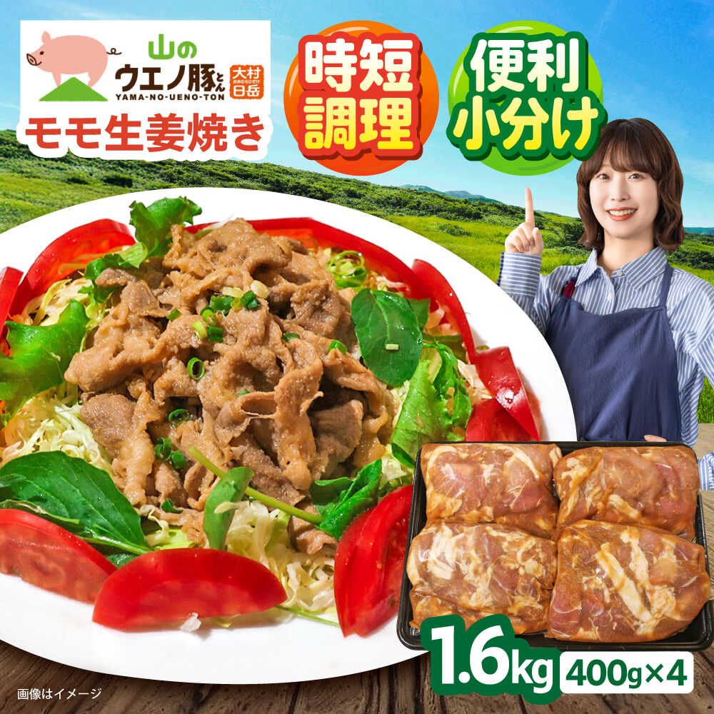 【ふるさと納税】【選べる配送月】豚肉 生姜焼き「山のウエノ豚」モモ 1.6kg (400g&times;4P) / 冷凍 豚肉 小分け 生姜焼き しょうが焼き おかず 豚 簡単調理 焼くだけ 炒め物 味付き 味付け肉 肉 簡単 味付き 時短 もも もも肉 モモ モモ肉 / 大村市 / 肉のマルシン [ACCF003]｜長崎県大村市