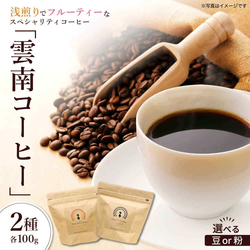【ふるさと納税】【豆と粉 選べる】浅煎り 雲南コーヒー 2種 計200g / ピーコックコーヒー スペシャリティコーヒー 珈琲 / 大村市 / サニーサイドファクトリー[ACCK001]｜長崎県大村市