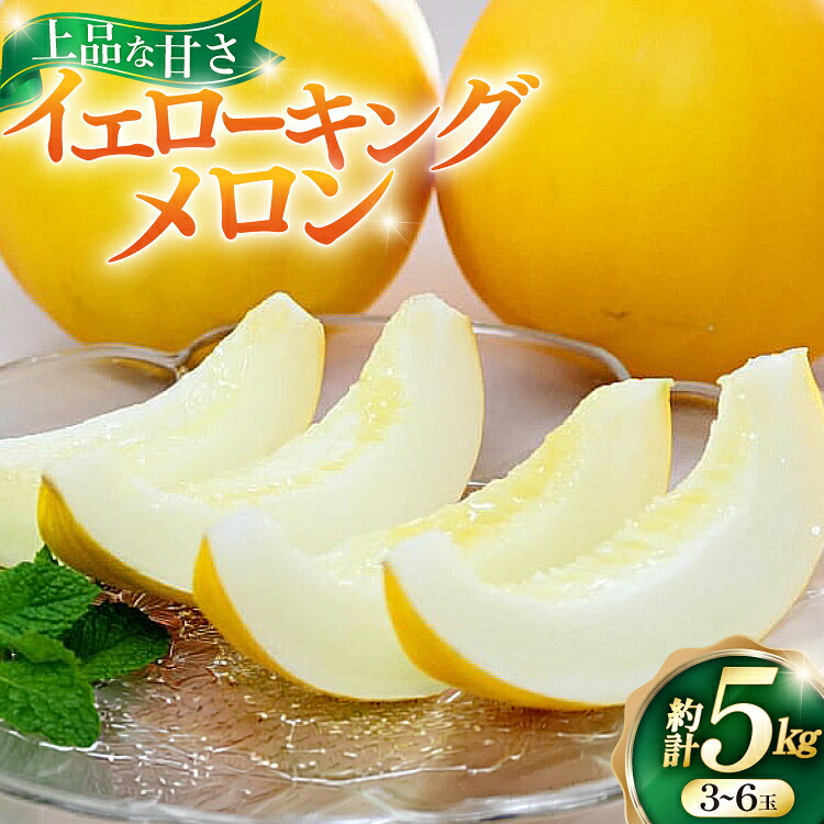 【ふるさと納税】 【期間限定発送】 メロン 2026 イエローキングメロン 計 5kg 前後 3玉 ~ 6玉 [ひらど新鮮市場 長崎県 平戸市 hr42bgy400029] めろん 甘い 5キロ 果物 フルーツ 産地直送