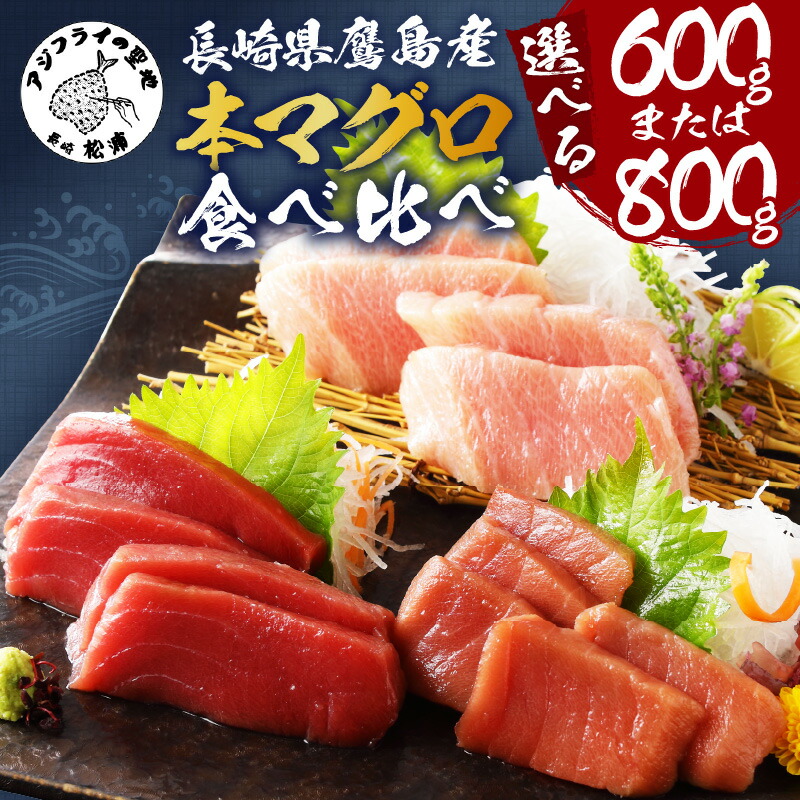 【ふるさと納税】＼お中元熨斗対応／鷹島産本まぐろ本気の食べ比べ( 大トロ・中トロ・赤身 合わせて800g 600g )