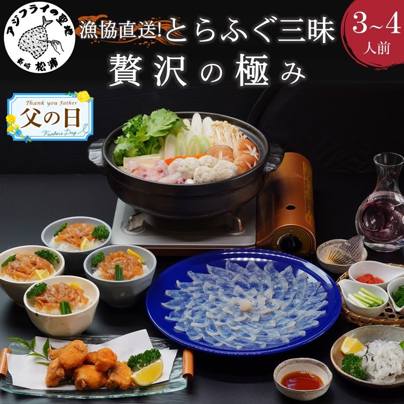 【ふるさと納税】＼父の日・お中元／漁協直送！とらふぐ三昧贅沢の極み3～4人前【F8-001】