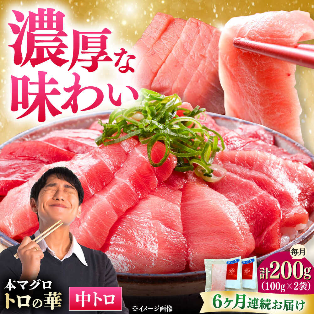 【ふるさと納税】【全6回定期便】対馬産 本マグロ 中トロ200g ≪対馬市≫【桐谷商店】 トロの華 対馬 新鮮 マグロ 中トロ トロ 鮪 刺身[WAQ121]｜長崎県対馬市
