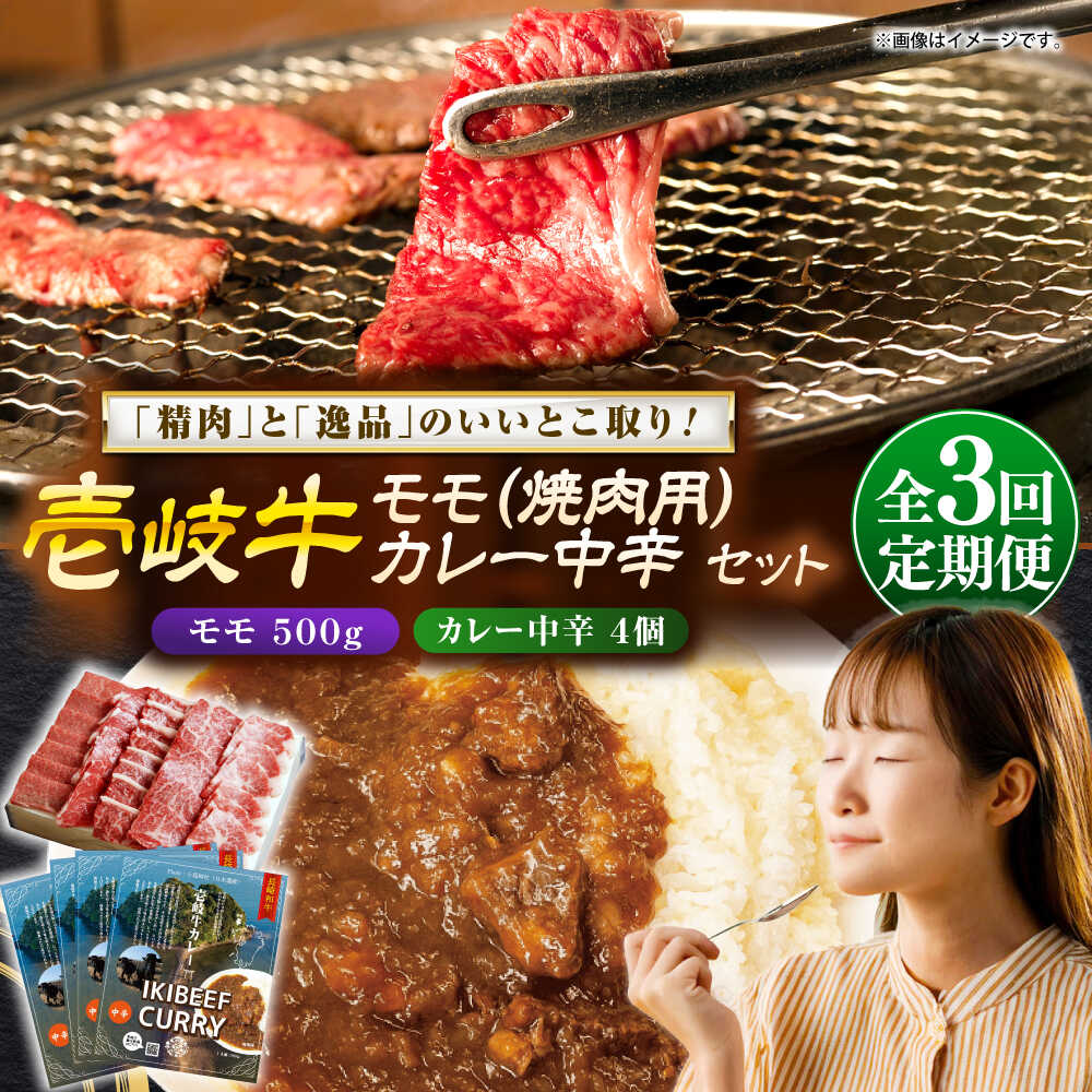 【ふるさと納税】【全3回定期便】壱岐牛モモ＆壱岐牛カレー中辛セット《壱岐市》【壱岐フードファクトリー】[JDW131] カレー レトルト パウチ モモ 焼き肉 肉 牛肉 国産 和牛 壱岐牛 定期便 ぐるナイ ゴチになります 壱岐牛