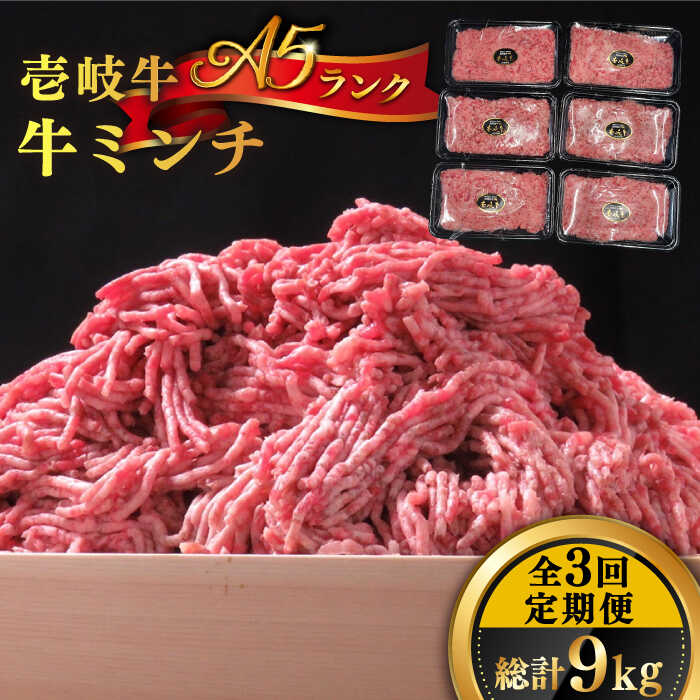 【ふるさと納税】【全3回定期便】壱岐牛 A5ランク 牛ミンチ 約500g×6《壱岐市》【KRAZY MEAT】[JER046] 冷凍配送 黒毛和牛 A5ランク 小分け ミンチ 挽き肉 ひき肉 牛肉 赤身 ハンバーグ 肉 個包装 108000 108000円