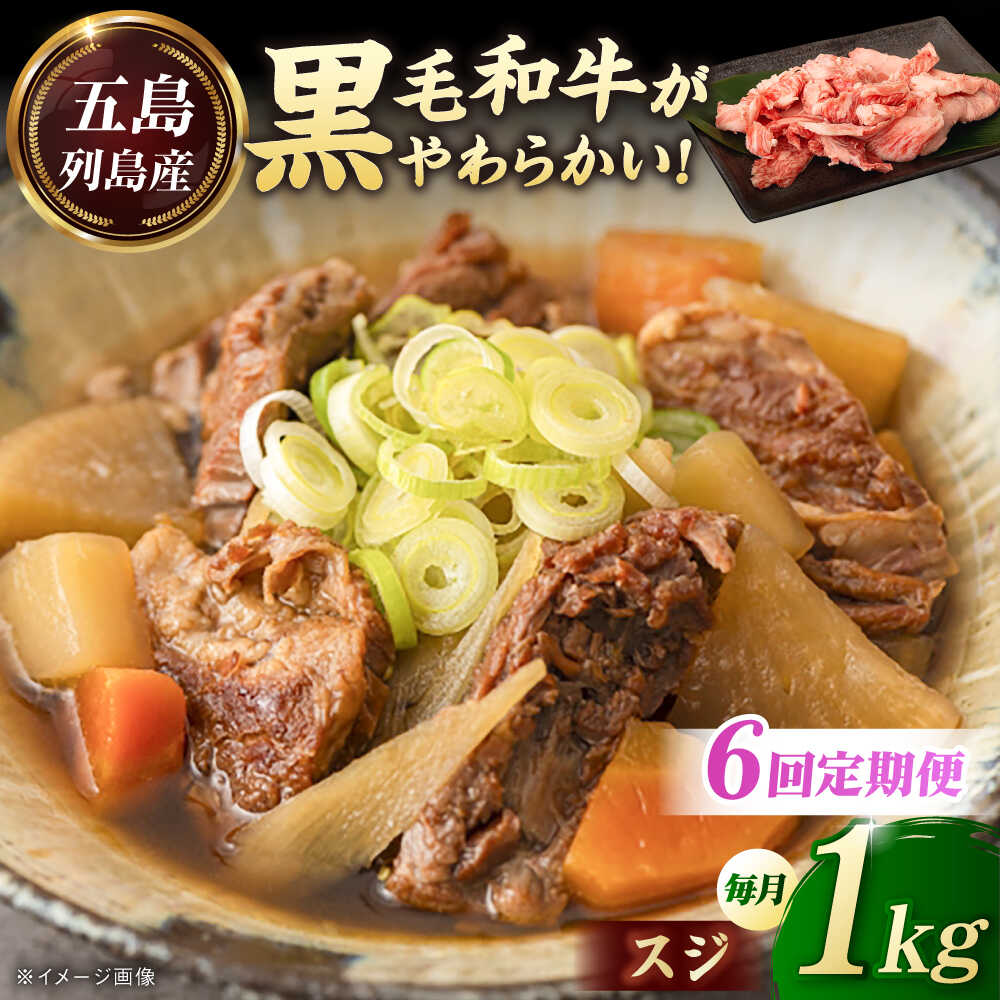 【ふるさと納税】【全6回定期便】五島列島産 黒毛和牛 スジ 1kg 五島市/山口Farm[PGJ027]｜長崎県五島市