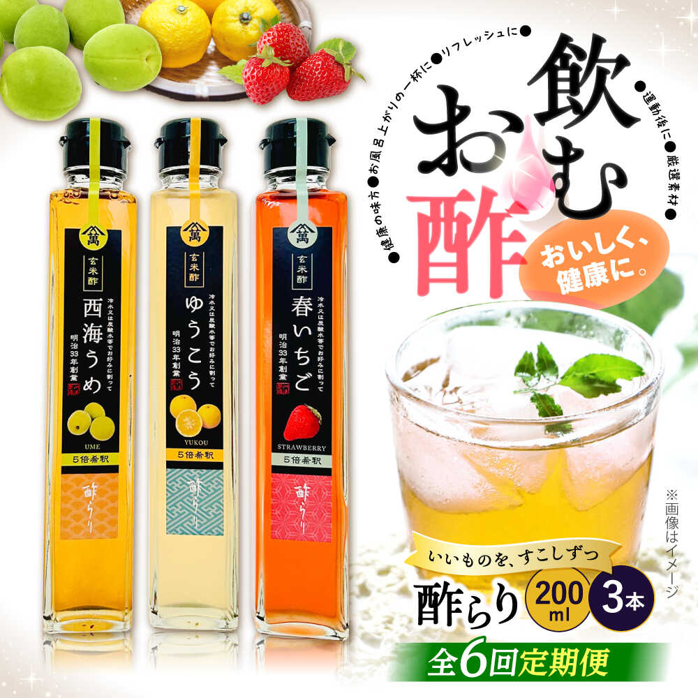 【ふるさと納税】【6回定期便】（【飲む玄米酢】酢らり 3本セット（うめ・いちご・ゆうこう）＜川添酢造＞[CDN130] 46,800円