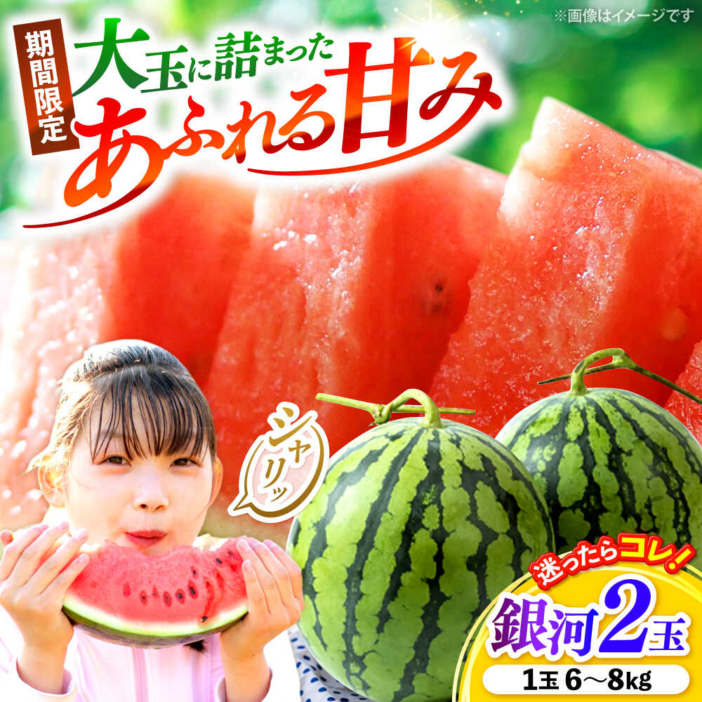 【ふるさと納税】すいか 【先行予約：2026年7月中旬より配送】 銀河2玉 （1玉当たり6～8kg）＜武藤農園＞ [CFV008] 甘い 大玉 スイカ 旬 ギフト プレゼント 果物 夏 フルーツ 夏 スイカ すいか 先行予約 2026年 長崎県 西海市