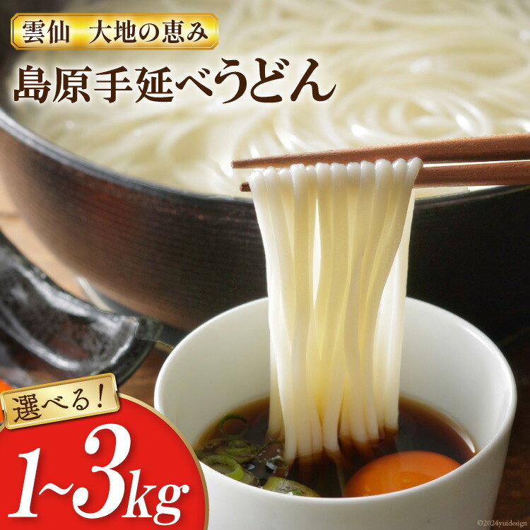 【ふるさと納税】 うどん 選べる内容量 島原手延べうどん 小分け [コロニーエンタープライズ 長崎県 雲仙市 item1261] 1kg 2kg 3kg 乾麺 細麺 手延べうどん 手延うどん 麺 レビューキャンペーン
