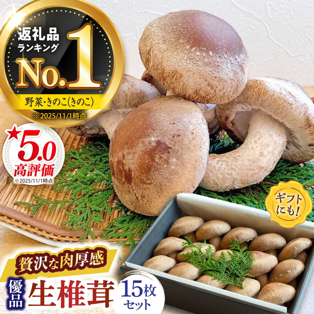 【ふるさと納税】【一度食べたら忘れられない】希少 肉厚 生しいたけ 優品 15枚セット 約900g / しいたけ 椎茸 生しいたけ 生シイタケ 生椎茸 きのこ キノコ 茸 / 南島原市 / サンエスファーム [SBX003]｜長崎県南島原市