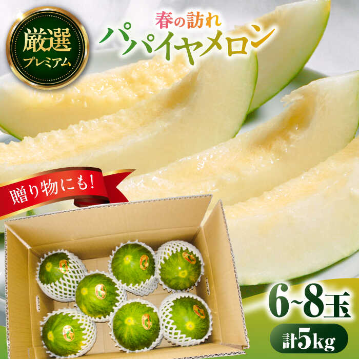 【ふるさと納税】【2026年3月中旬～発送】【平成新山メロンPREMIUM（とみちゃん厳選）】パパイヤメロン 6～8玉 約5Kg / メロン めろん 青肉 糖度 果物 くだもの フルーツ ふるーつ 旬 高級 ギフト / 南島原市 / うえだメロン園 [SAD007]