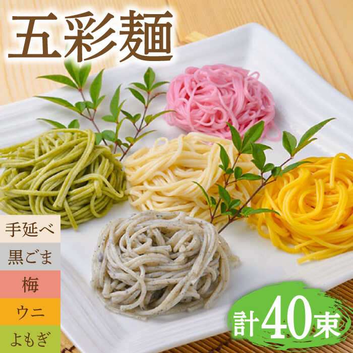 【ふるさと納税】五彩麺 セット 40束 / そうめん 素麺 黒ごま 梅 うに よもぎ / 麺 乾麺 食べ比べ 詰め合わせ カラフル / 南島原市 / のうち製麺 [SAF019]