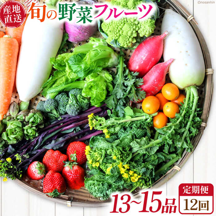 【ふるさと納税】【12回定期便】　「旬の野菜・フルーツ」 詰め合わせ セット（13品～15品）/ 野菜 定期便 やさい 定期便 野菜セット やさいセット 春野菜 夏野菜 秋野菜 冬野菜 旬新鮮 / 南島原市 /長崎県農産品流通合同会社[SCB093]