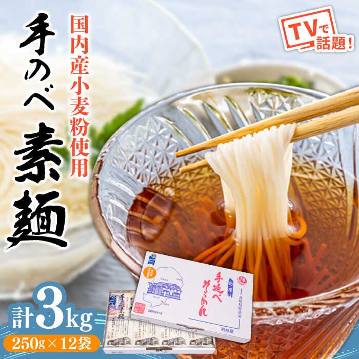 【ふるさと納税】【手のべ陣川】 島原 手延べ そうめん 3kg / SC-35/ 袋入 そうめん 島原そうめん 手延べ 麺 素麺 / 南島原市 / ながいけ [SCH017]