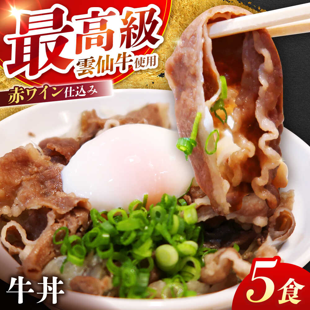 【ふるさと納税】【最高級ブランド牛使用】 牛丼　5食 (90g&times;5パック) 赤ワイン仕込み 冷凍 レトルト 惣菜 肉 牛肉 小分け / 南島原市 / 道の駅ひまわり[SFR006]｜長崎県南島原市