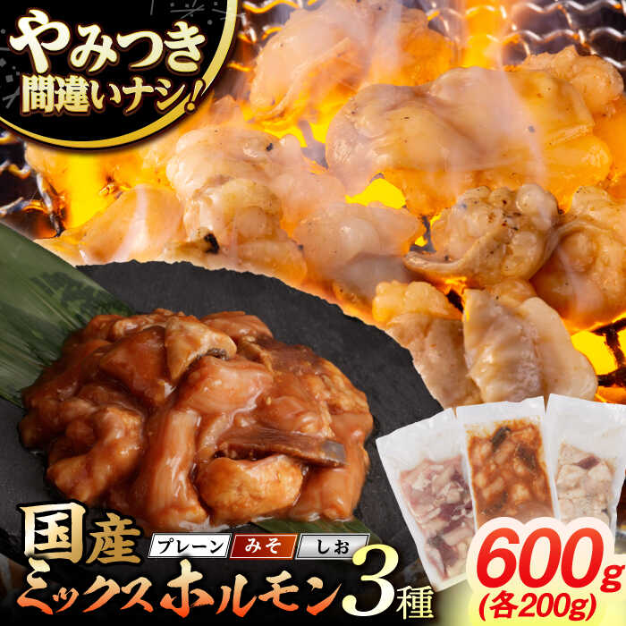 【ふるさと納税】【長崎和牛】ミックスホルモン 3種 200g&times;3袋 長与町/なかみ屋本舗[EAD102] 長崎和牛 国産 和牛 ホルモン レバー ホルモンミックス 牛 ほるもん 冷凍 味付き 味噌 塩 プレーン 味付け 小分け 真空パック カット済 焼肉 ミックス セット おかず おつまみ｜長崎県長与町