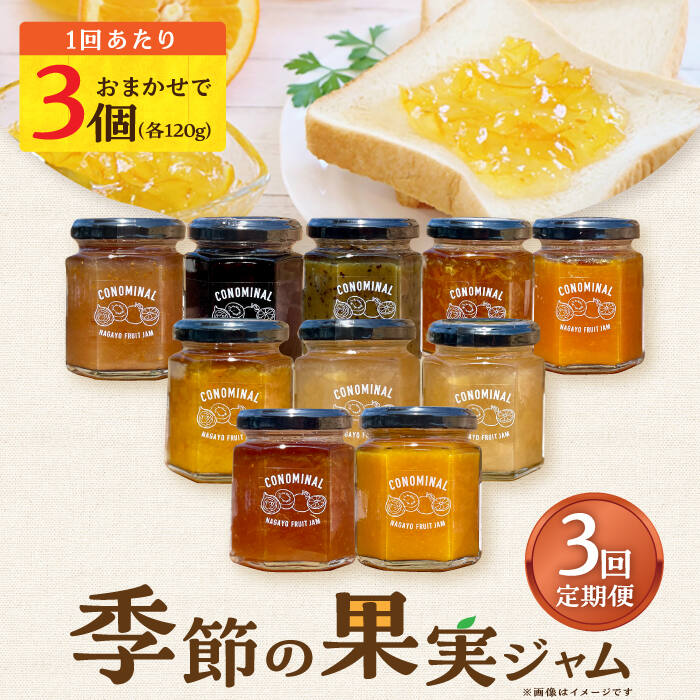 【ふるさと納税】【3回定期便】季節の果実ジャム 3個（各120g） 長与町/アグリューム [EAI089] 瓶 セット ジャム