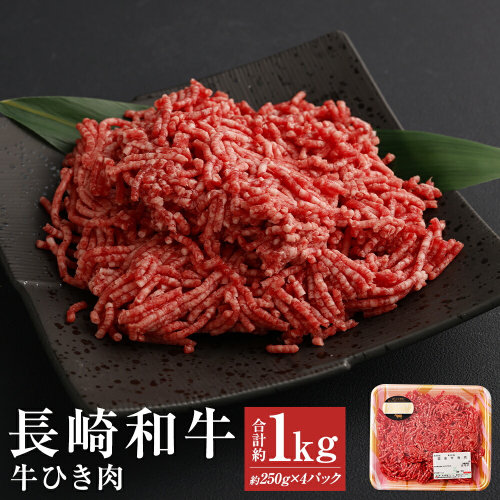 【ふるさと納税】長崎和牛100％ 牛ひき肉 合計約1kg 約250g×4パック 和牛 お肉 牛肉 ミンチ 小分け 長崎県産 九州産 国産 冷凍 送料無料