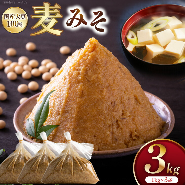 【ふるさと納税】 味噌 麦みそ 3kg 1袋 [大渡商店 長崎県 東彼杵町 hs42bag590004] 手作り 減塩 みそ ミソ 九州 調味料 国産
