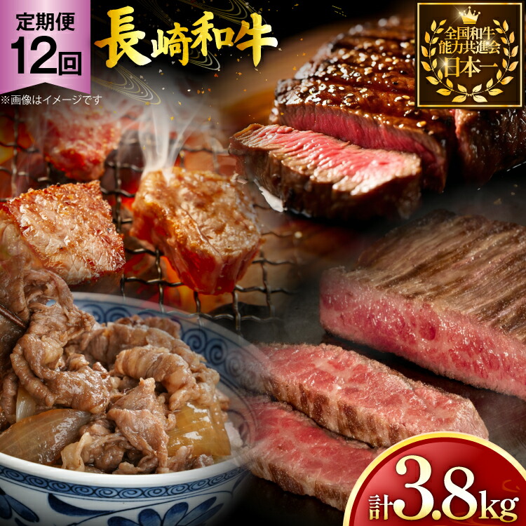 【ふるさと納税】 牛肉 長崎和牛 赤身 モモ焼肉 モモスライス ランプステーキ ヒレステーキ もも切り落とし 約2人前 12回 総計3.8kg [黒牛 長崎県 東彼杵町 hs42bag750018] 赤身肉 焼き肉 モモ もも ヒレ ランプ ステーキ 切り落とし