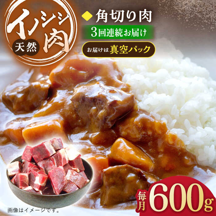 市場 ふるさと納税 角切り肉 カレー 600g ジビエ シチュー いのしし 天然 イノシシ肉 猪 3回定期便