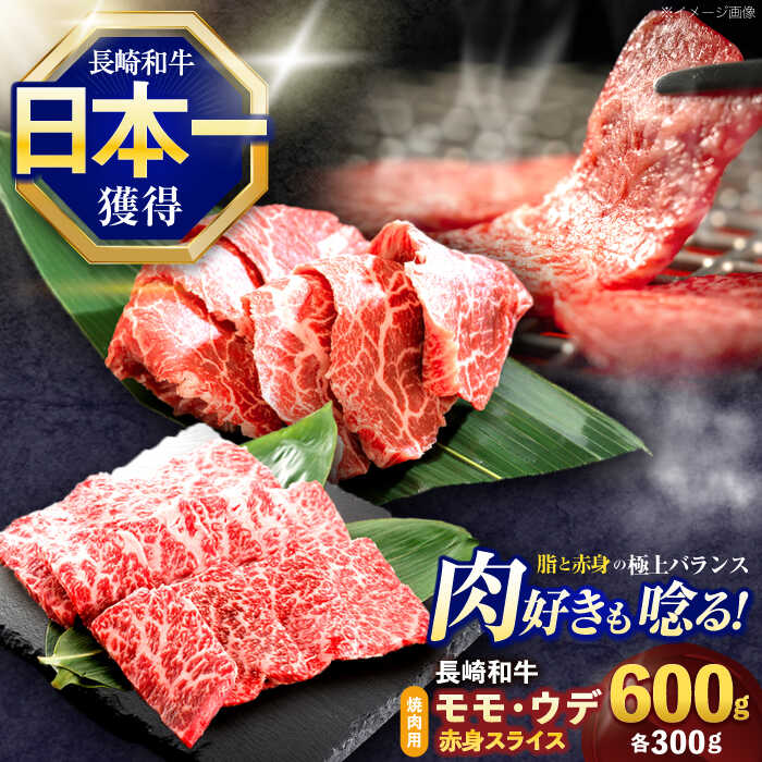 【ふるさと納税】長崎和牛 焼肉用 赤身スライス600g (モモ・ウデ 各300g)【株式会社 黒牛】[OCE096] の商品写真