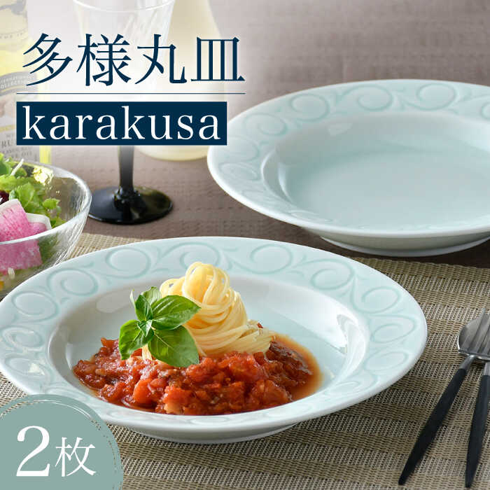 【ふるさと納税】【波佐見焼】多様丸皿 2枚セット（karakusa）食器 プレート【正右衛門窯】 [BG13]