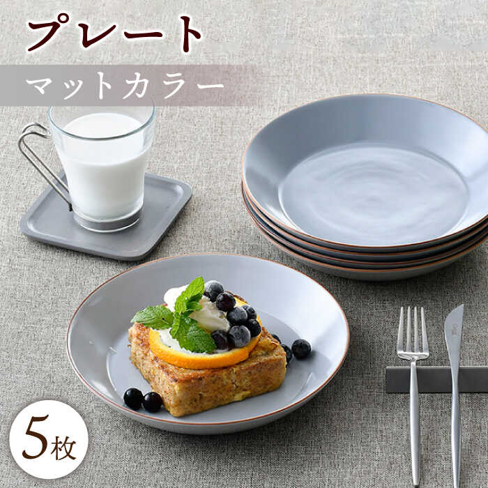 【ふるさと納税】【波佐見焼】マットカラープレート5枚セット（グレー）食器 皿【大新窯】 [DC140]