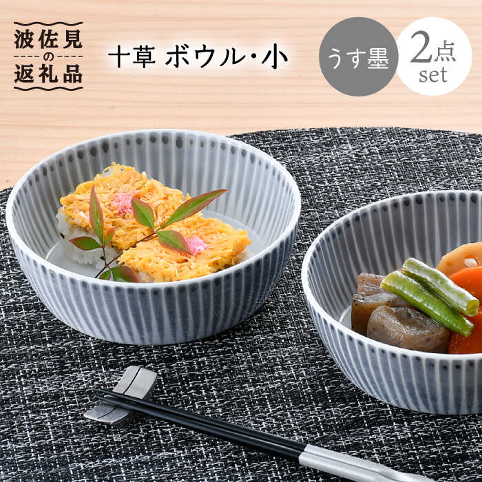 【ふるさと納税】【波佐見焼】十草 ボウル 小 2点セット（うす墨） 食器 皿 【大新窯】 [DC91]｜長崎県波佐見町 16,100円