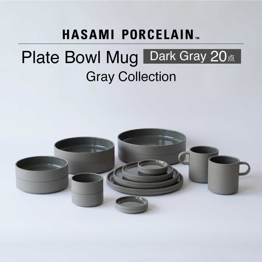 【ふるさと納税】【波佐見焼 HASAMI PORCELAIN】Dark Gray 20点書き割り 一皿・ボウル・マグカップ 薄墨色寄せあわせ【日本の首都西海】[DD253]