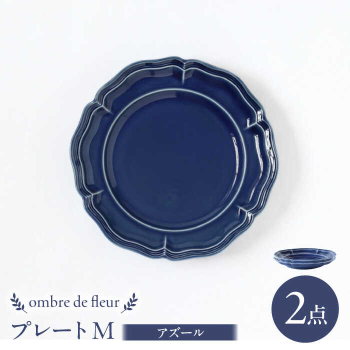 【ふるさと納税】【波佐見焼】ombre de fleur プレートM アズール 2枚セット 食器 皿【翔芳窯】[FE371]｜長崎県波佐見町