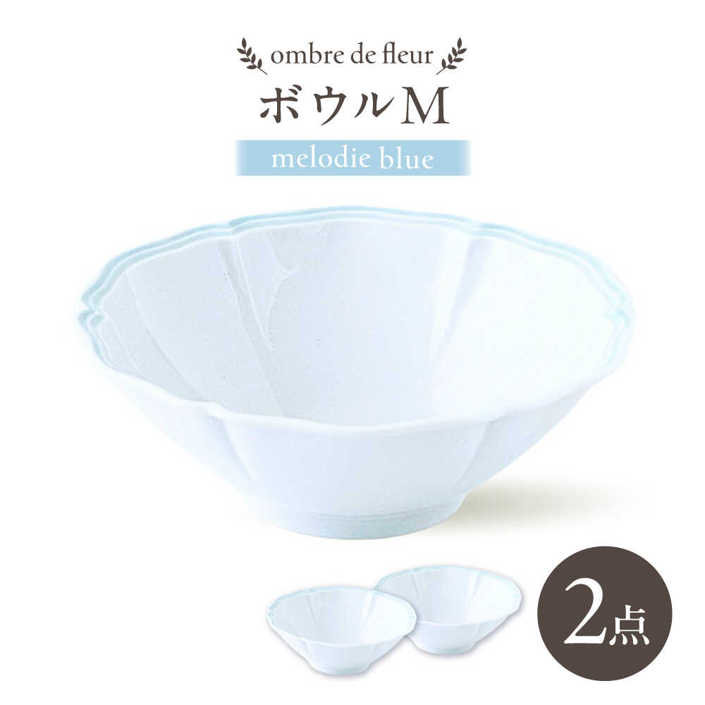 【ふるさと納税】【波佐見焼】ombre de fleur どんぶり鉢M melodie blue 2個書き割り【翔芳窯】[FE494]