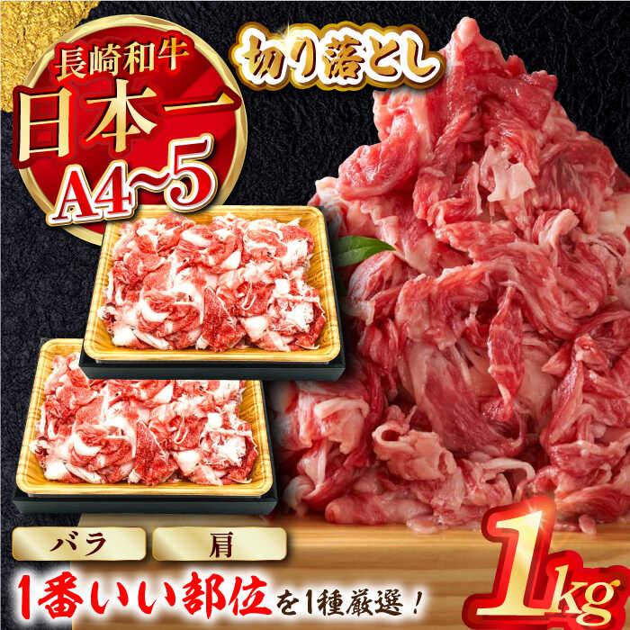 【ふるさと納税】【A4～A5】長崎和牛切り落とし　1kg (500g&times;2P）(肩・バラいずれか)【株式会社MEAT PLUS】[MG03]｜長崎県波佐見町