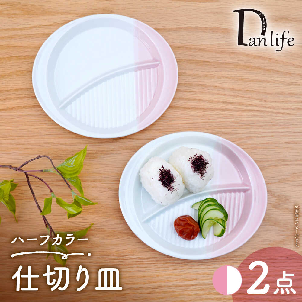【ふるさと納税】【波佐見焼】仕切り皿 ハーフカラー ピンク 2個セット【団陶器】[PB210]