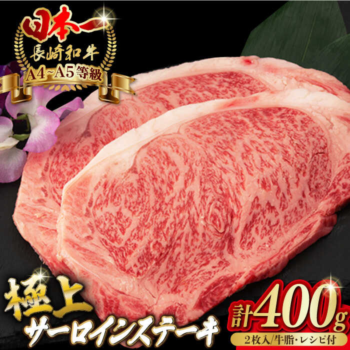 【ふるさと納税】サーロイン ステーキ 2枚 400g 長崎和牛 A4～A5ランク 希少部位【野中精肉店】 [VF04] 牛肉 和牛 赤身 ステーキ｜長崎県波佐見町