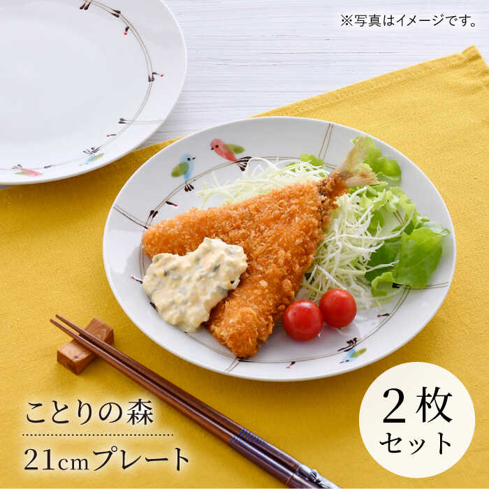 【ふるさと納税】【波佐見焼】ことりの森 21cm プレート 2枚セット【まるしん】[WD42] 13,870円