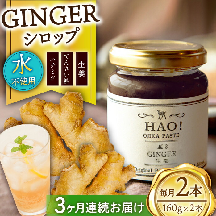 【ふるさと納税】【3回定期便】 ジンジャーシロップ 2本 （160g/本) [DAA016] ジンジャーシロップ 長崎 五島列島 小値賀 国産 ジンジャー 生姜 ジンジャーエール シロップ スパイス 常温 定期便 生姜湯 シロップ